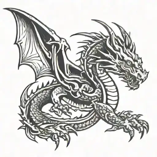 Basic Dragon Oldschool Tattoo Design
