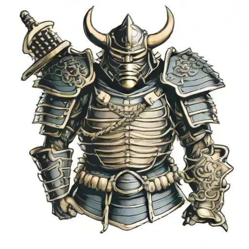 Traditional Japanese Samurai Armor With Dragon Motifs