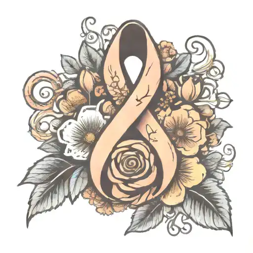 Endometrial Cancer Awareness Ribbon With Flowers Growing