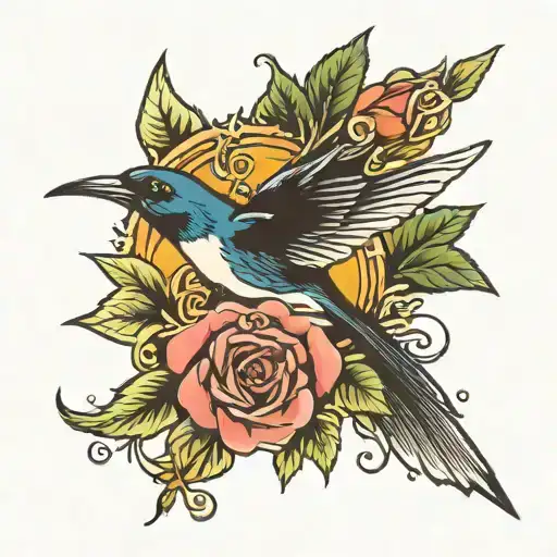 Rose Name And Swallow Bird
