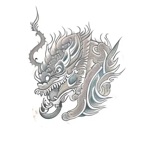 Balinese Dragon Mask With Bamboo Background