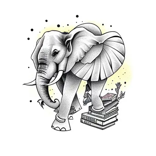 An Elephant Walking Through A Forest Of Books