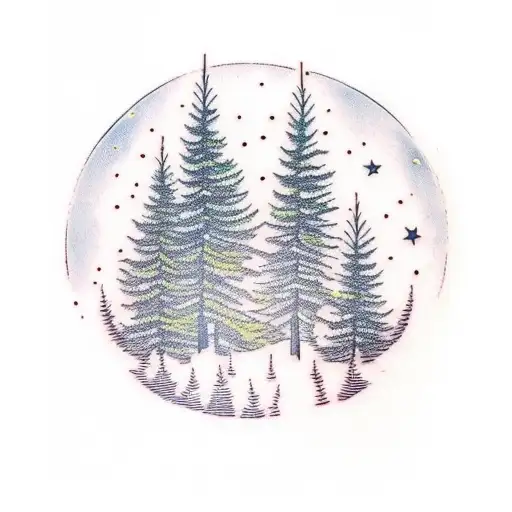 3 Pine Trees With A Litte Star Above Them