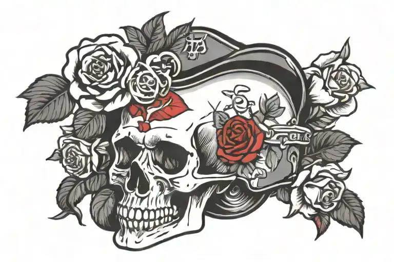 Skull And Rose And Medic Helmet