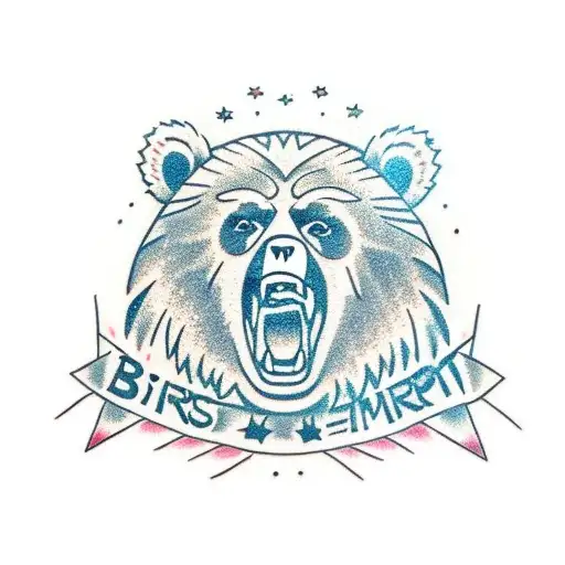 A Bear In Spirit Mode With Two Stars Above Him