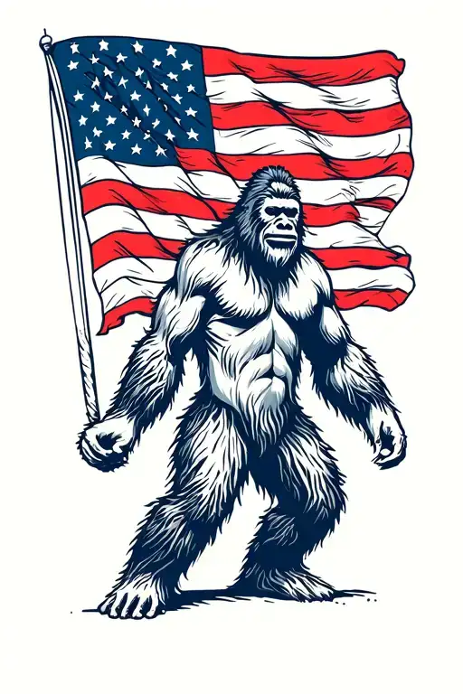 Bigfoot With American Flag Interiot