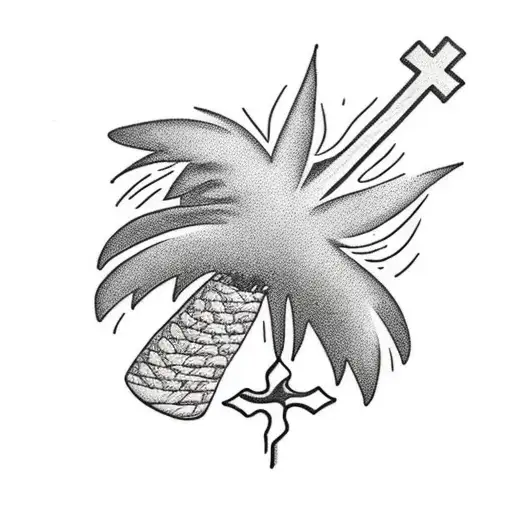 Palm Tree With A Cross On The Background