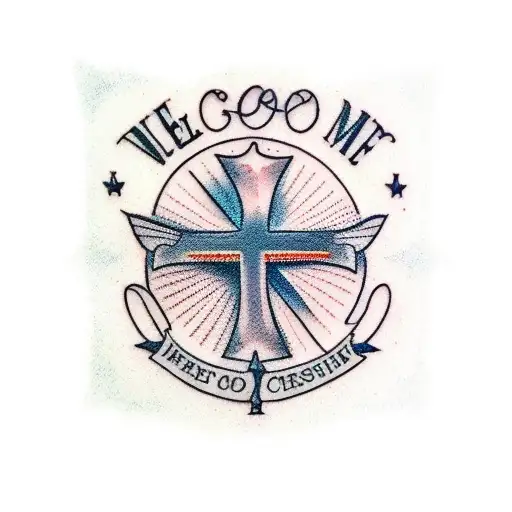 Christian Cross With Welcome Home Writen