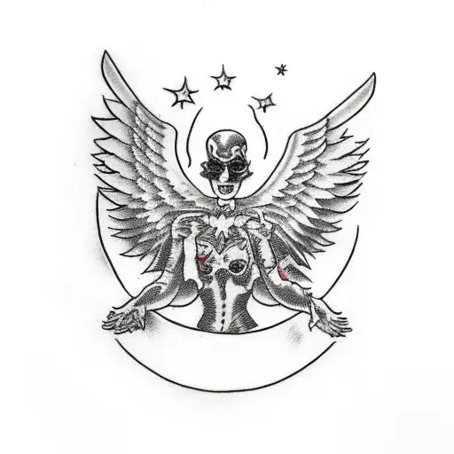 Fallen Angel Falling From Heaven With One Crippled Wing