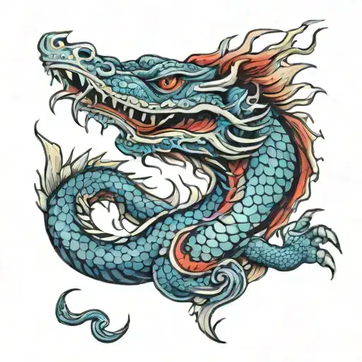 Female Water Dragon Red And Blue