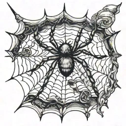 A Spider Crawling Down A Single Strand Of Web