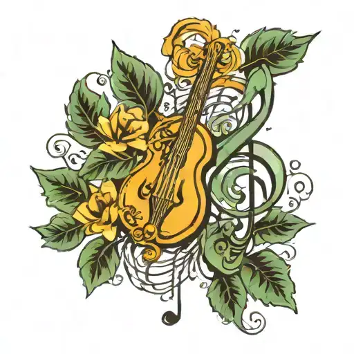 Music Notes Incorporated With Leaf Vines Surrounding