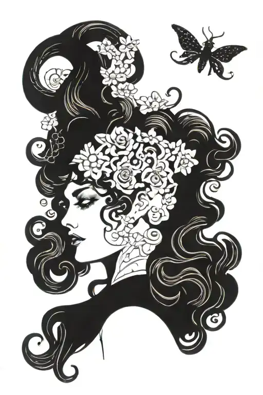Gibson Girl With Medusa Snakes In Her Hair