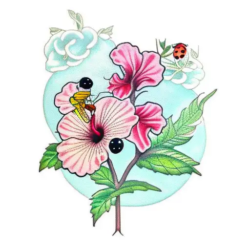 Hibiscus With Ladybug