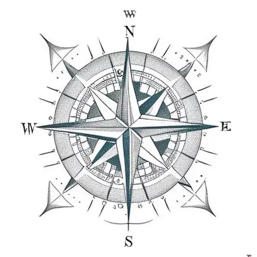 A Compass Rose Intertwined With Intricate Hiking Gear And Equipment