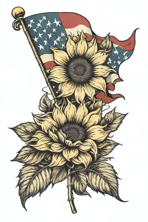 Sunflowers American Flag Rose