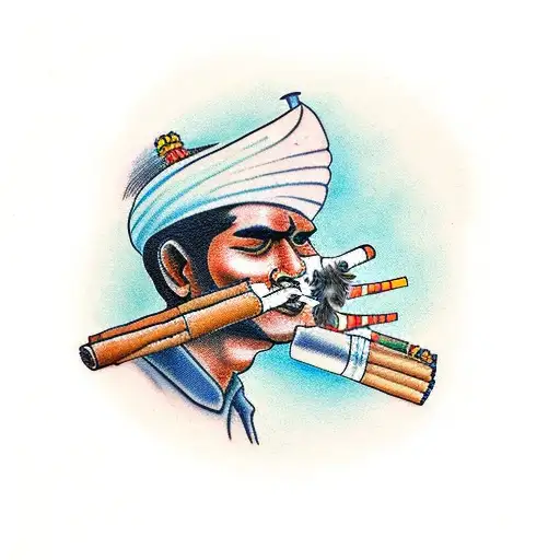 An Indian Smoking A Peace Pipe