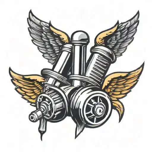 Car Piston With Wings And Spark Plugs