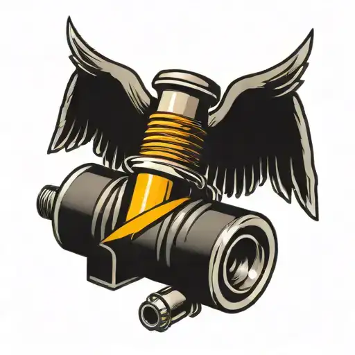 Car Piston With Wings And Spark Plugs
