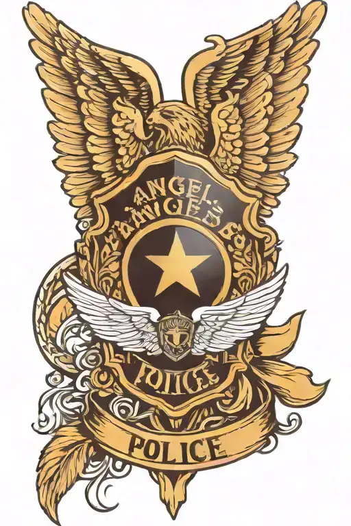 Angels Wings Police Badge Surrounded