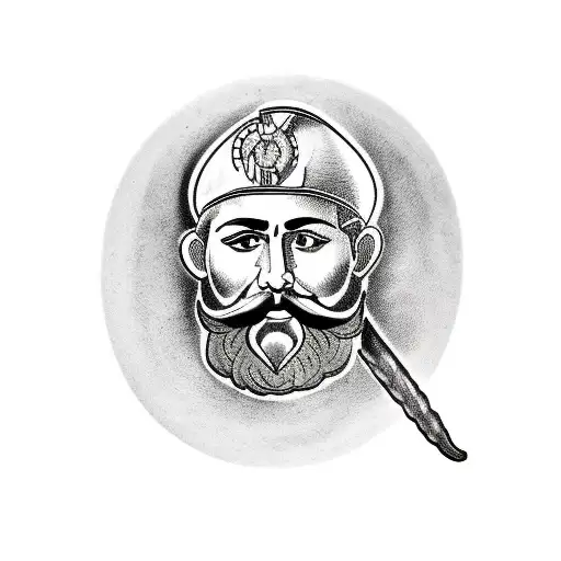 Sideview Of A Stoic Bearded Roman Soldier