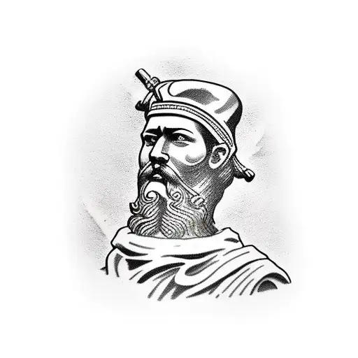 Statue Of A Stoic Bearded Roman Soldier