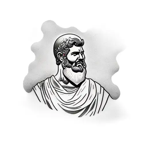 Statue Of A Stoic Bearded Roman