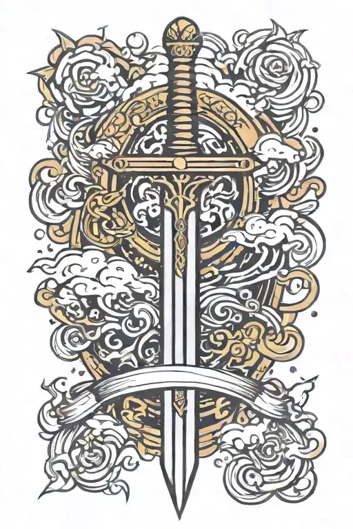 A Knights Sword Surrounded With Lighting Storm