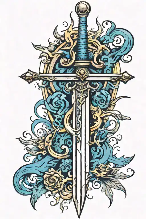 A Knights Sword Surrounded With Blue Lightening