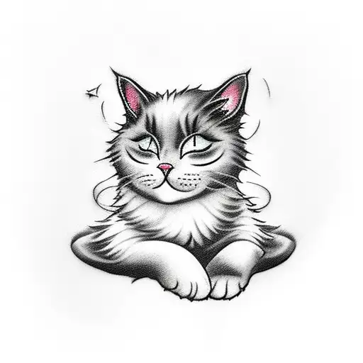 Very Fluffy Black Cat With White Paws And Belly Sleeps With Outstretched Paws