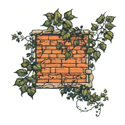 Rustic Brick Wall With Invasive Vines Covering It Sunset Background