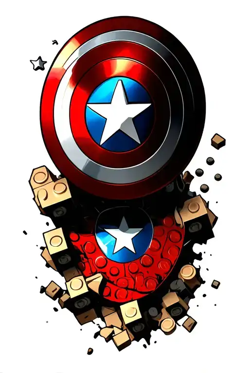Captain America Shield Ripping Thru Skin In A Lego Theme