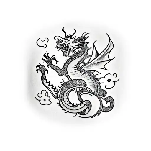 Tattoo With Dragon On The Shin