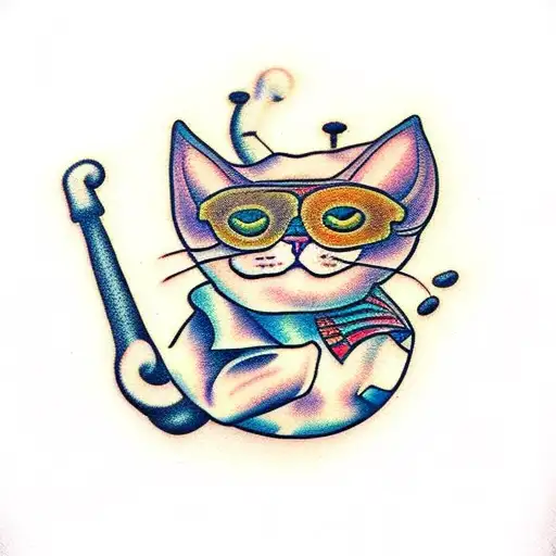 Funky Cat With Mushrooms