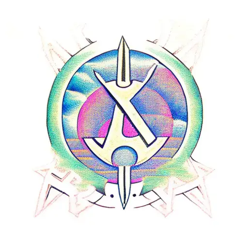 Ankh Symbol With Heiroglyphics Letters For K O S M O Running Vertically Underneath