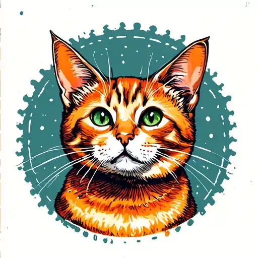 Orange Cat On A Stamp