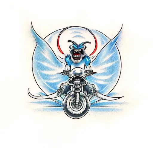 Demon Riding A Sportbike With Its Tongue In The Wind