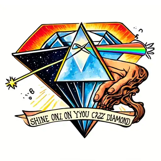 A New School Tattoo Based On The Song Shine On You Crazy Diamond By Pink Floyd