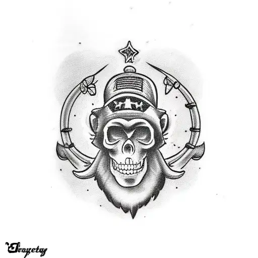 Monkey Sitting On Skull