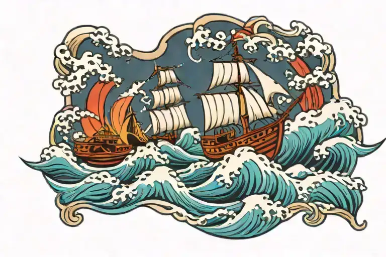 Boat Fighting Wave In The Ocean