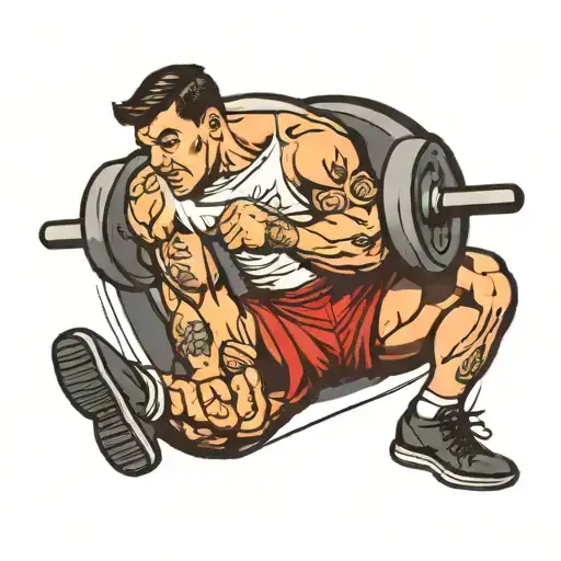 A Tattoo Of A Weightlifter Pushing Through Pain And Hard Work At The Gym
