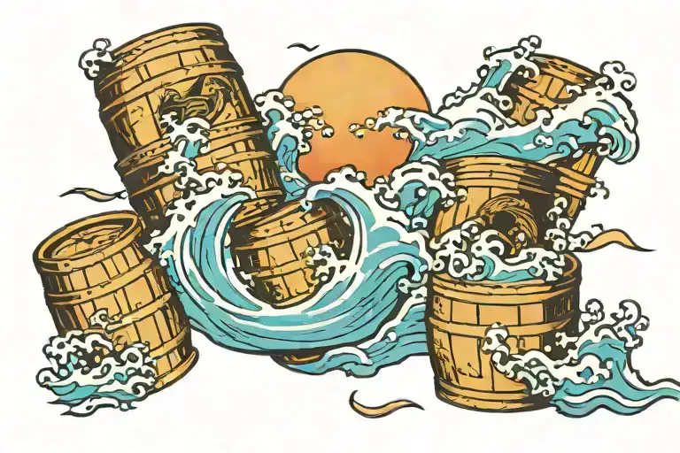 Barrels Floating In A Rough Ocean