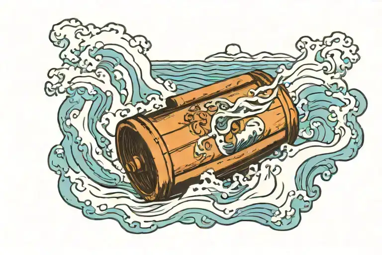 Lone Barrel Floating In A Rough Ocean