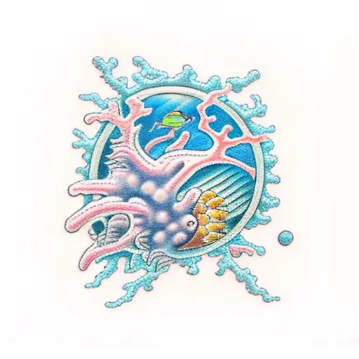 Coral Reef Tattoo Under It Like Ocean Water