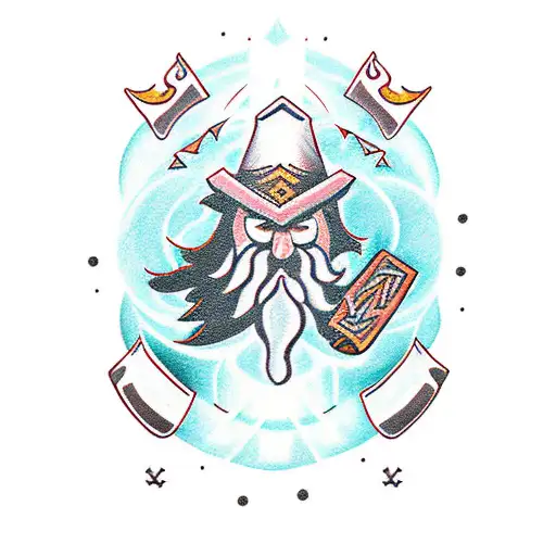 Wizard In Forest With Runes Mythological