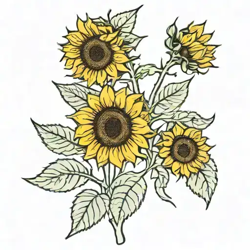 Sunflower With 3 Hearts Hidden In The Leaves