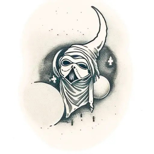 Plague Doctor Holding A Candle With A Moon