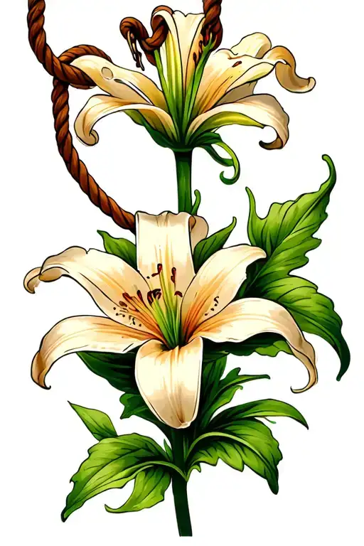 Lily Flower With Frayed Rope Hanging