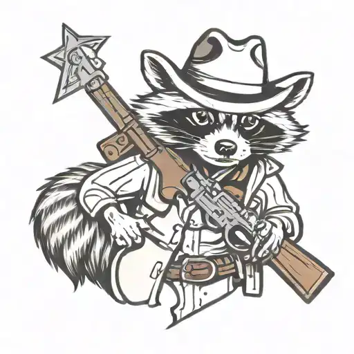 Cowboy Raccoon Holding A Revolver