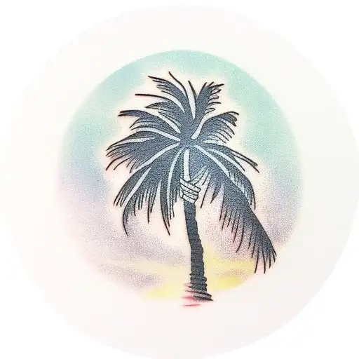 Sunset With Palm Tree Teagan